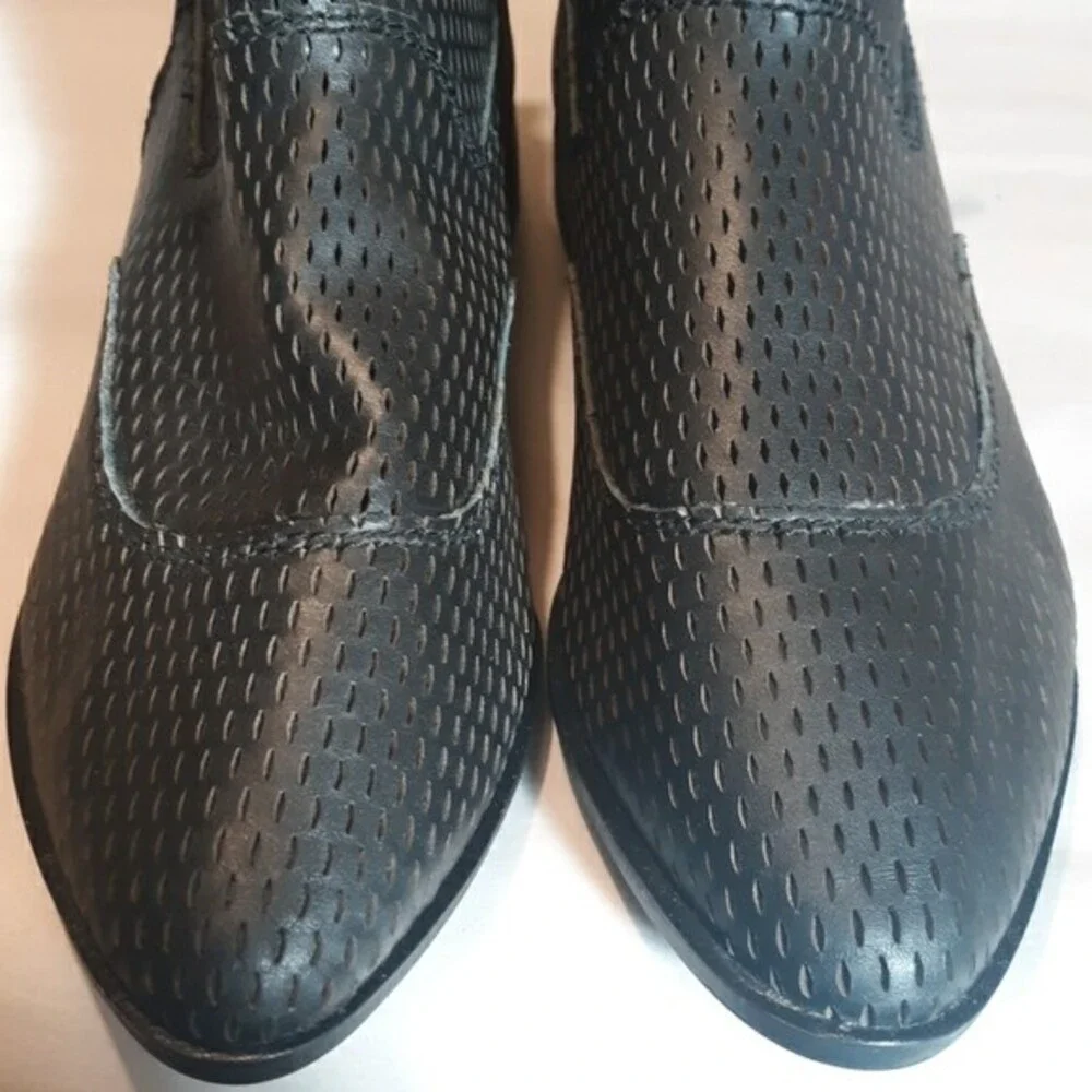 Kelsi Dagger Alaska Perforated Black Leather Booties 9.5 Ankle Boots